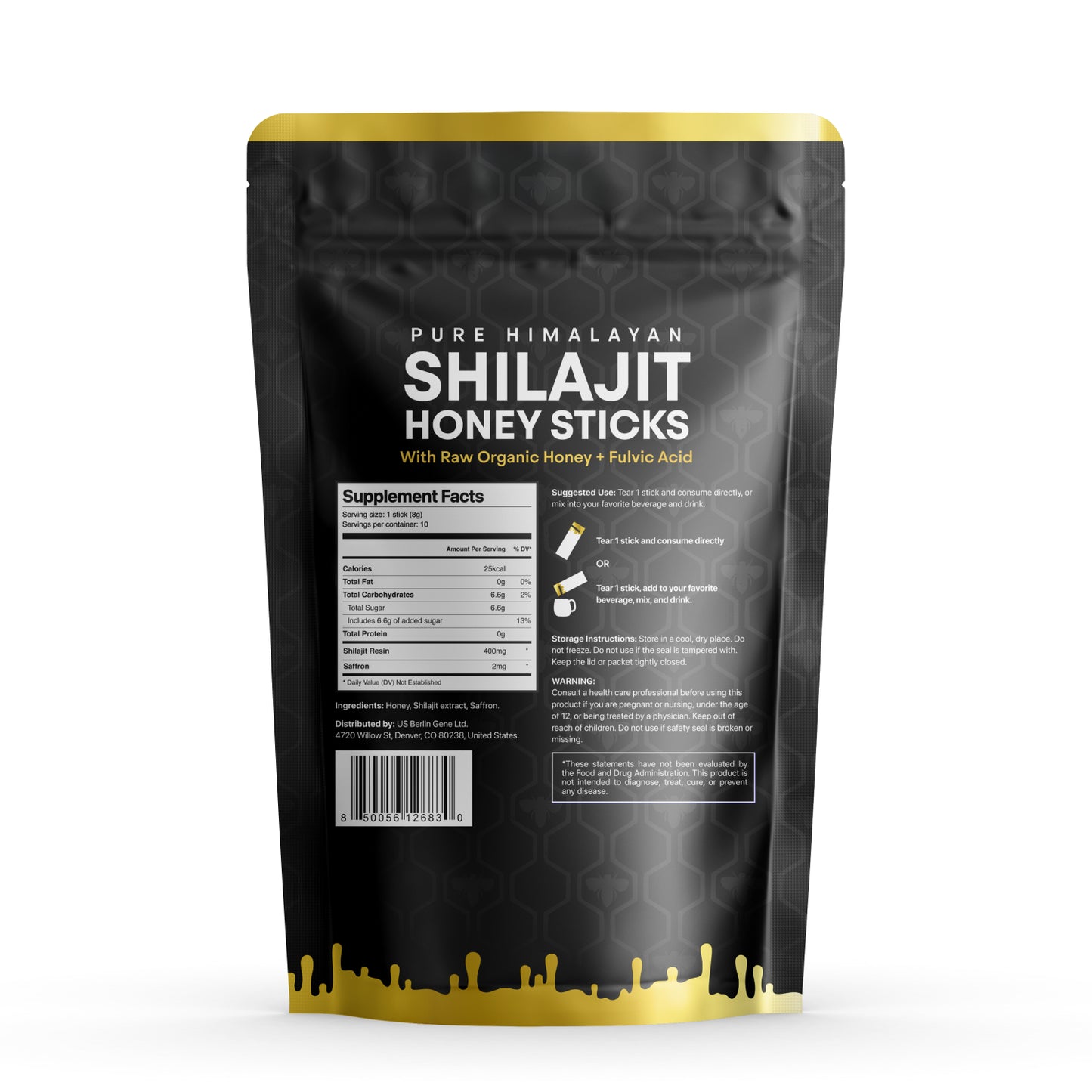 True Nutra Pure Himalayan Shilajit Honey Sticks with Raw Organic Honey Fulvic Acid 85+ Essential Minerals Fast Absorbing Long Lasting 10 Sticks (Copy)