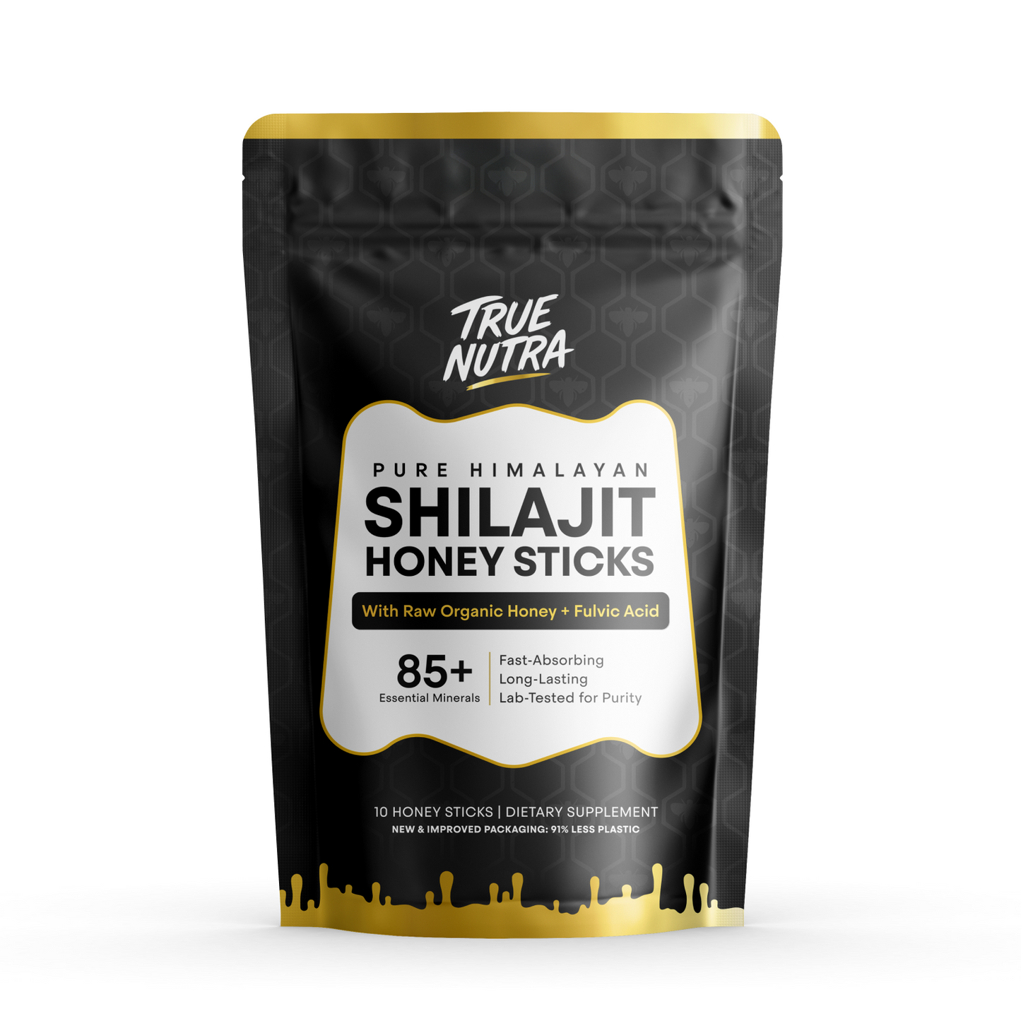 3 True Nutra Pure Himalayan Shilajit Honey Sticks with Raw Organic Honey Fulvic Acid 85+ Essential Minerals Fast Absorbing Long Lasting 10 Sticks (Copy)